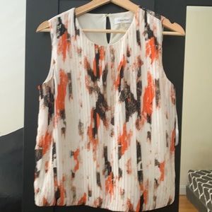 Calvin Klein Sleeveless Pleated Blouse